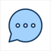 A blue speech bubble with three dots inside vector