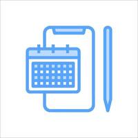 A calendar and pen icon on a white background vector