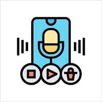 A microphone and a phone with a player icon vector