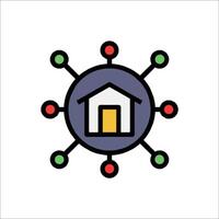A house surrounded by a network of dots vector