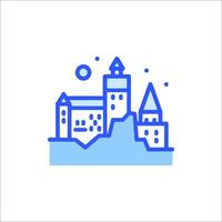 A castle on a hill with a tower and a clock vector