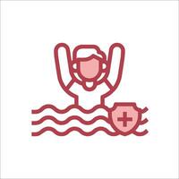 A man in the water with a shield and a red cross vector