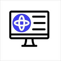 A computer monitor with a blue and white symbol on it vector