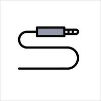A black and white image of a cord with a plug vector