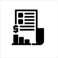 A black and white icon of a document vector