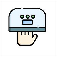 A hand holding a toaster icon on a white background vector