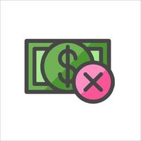 Money icon with a cross and a dollar sign vector