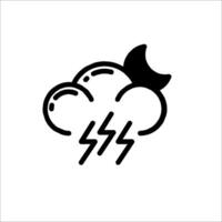 A black and white icon of a cloud with lightning vector