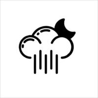 A black and white icon of a cloud and a moon vector