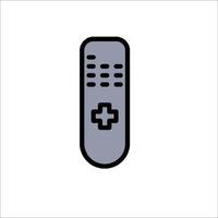 A remote control is shown in a flat style vector