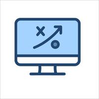 A computer monitor with an arrow pointing up vector