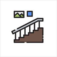 A stairway with a picture of a mountain in the background vector