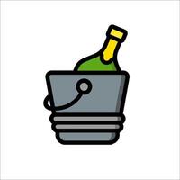 A bottle of champagne in a bucket icon vector
