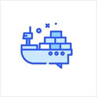 A ship icon with a line drawing of a ship vector