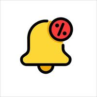 A yellow bell with a red button on it vector