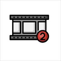 Film reel icon with a red circle and a number 2 vector