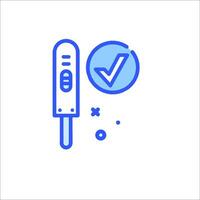 A thermometer and a check mark are shown in a line vector