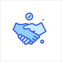 A handshake icon with a clock on it vector