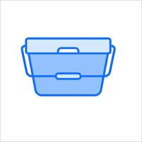 A blue bucket with handles on a white background vector