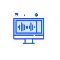A computer monitor with sound waves on it vector