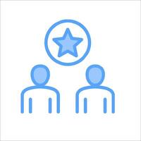 A blue icon with two people standing under a star vector