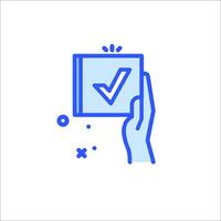 A hand holding a check box with a tick mark vector