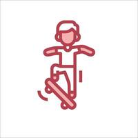 A man riding a skateboard line icon vector