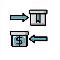 Two boxes with dollar signs on them, one with a dollar sign and one with a dollar sign vector