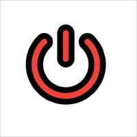 A red power button with a black outline vector