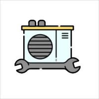 A small air conditioner with a wrench on it vector