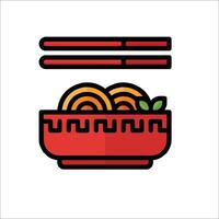 Chinese food icon with chopsticks and noodles vector