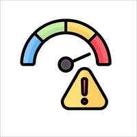 A meter with a warning sign and a yellow triangle vector