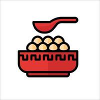 A bowl with food and a spoon in it vector