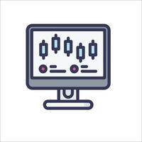 A computer monitor with a line drawing of a stock chart vector