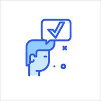 A man with a check mark on his head vector
