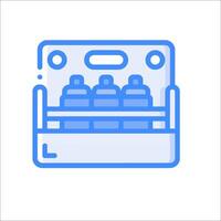A blue icon of a refrigerator with bottles inside vector