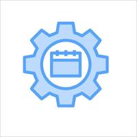 A gearwheel with a calendar icon on it vector