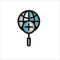 A globe with a magnifying glass on it vector
