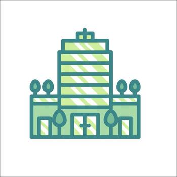 A building with trees and a tree in the middle vector