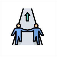 Two people are holding hands and standing on a hill vector