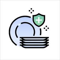 A plate with a shield and a plate with a fork vector