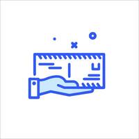 A hand holding a check and a line icon vector