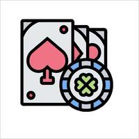 A poker chip and two cards on a white background vector