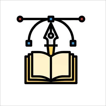 An open book with a pen and a sword vector