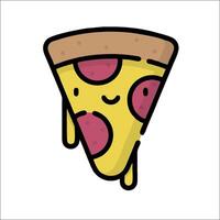 A slice of pizza with a smiley face on it vector