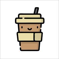 A coffee cup with a straw and a smiley face vector