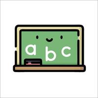 A green laptop with the word abc written on it vector