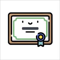 A certificate with a smiley face and a ribbon vector