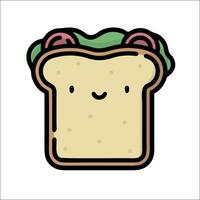 A cartoon sandwich with a face on it vector