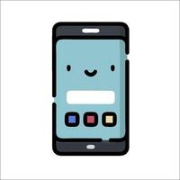 A cartoon phone with a smiley face on it vector